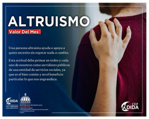 La Comisión Ética Pública de la DIDA promueve el Altruismo como valor del mes entre los colaboradores y afiliados del SDSS.